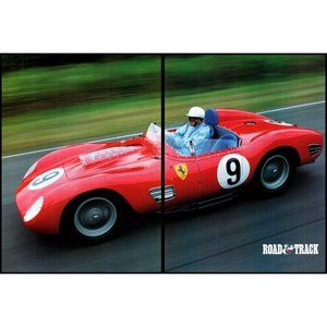 1959 Ferrari 250 Testa Rossa Convertible Roadster Vintage Print Ad Wall Art